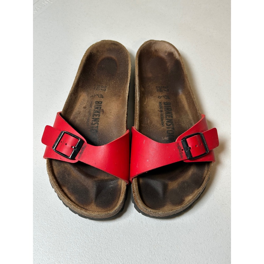 Birkenstock Madrid Sandals Women's 37 Red 6.5 Single Strap Buckle Boho Retro